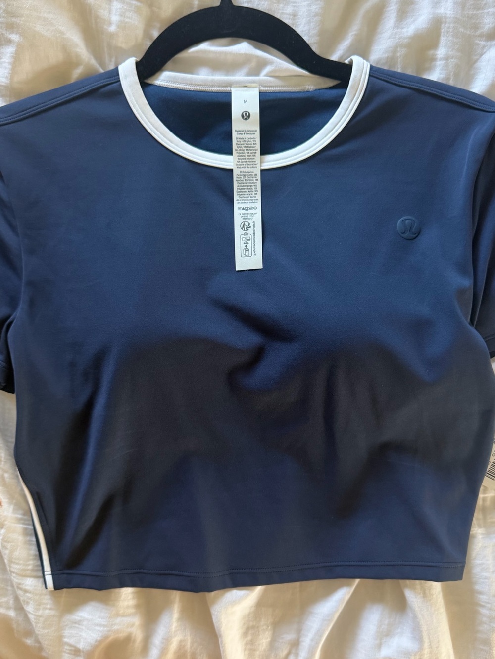 lululemon athletica Navy Crop Top with White Trim